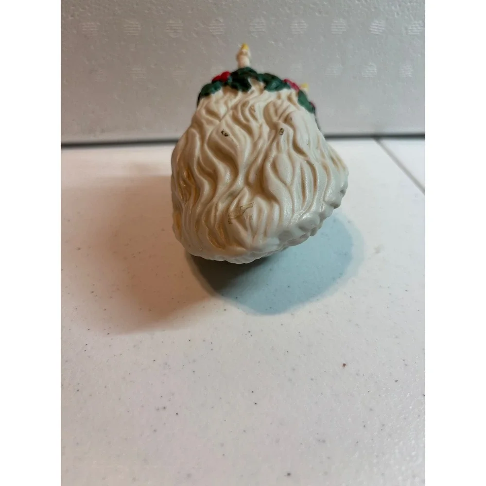 Vintage Santa Claus Head Christmas Ornament‎ with Candles Holly Berries